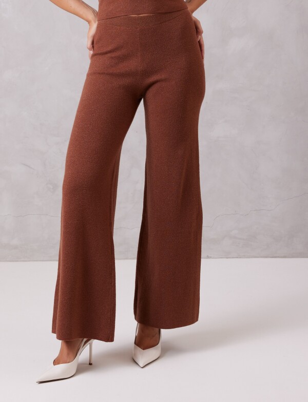 Pantalon Wide Leg Brillo MARRON