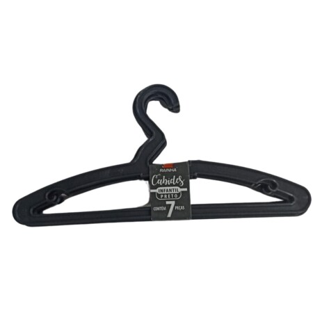 PERCHA PLASTICA INFANTIL X 7 UNIDADES NEGRO