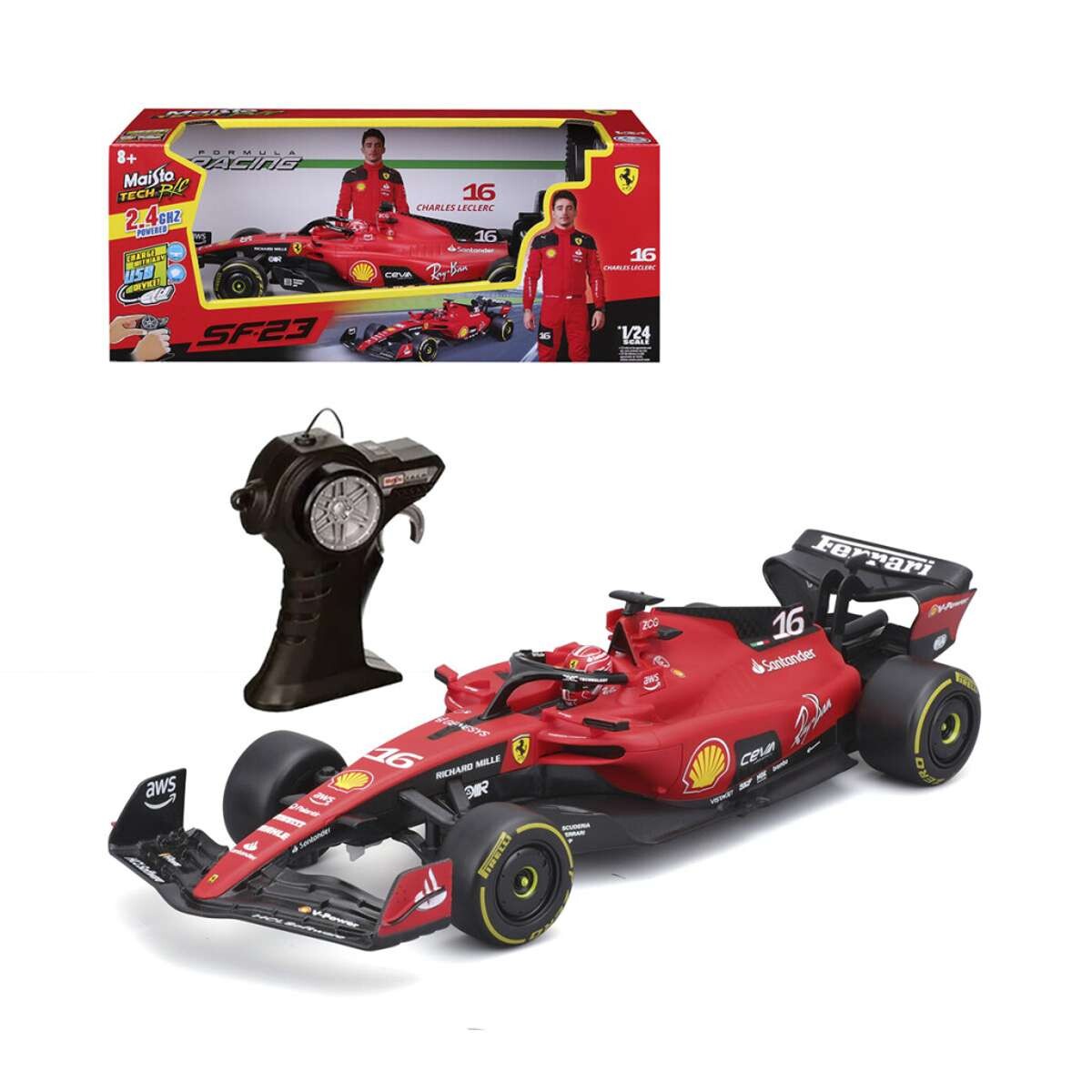 Auto Maisto Formula 1 Ferrari A Control Remoto Escala 1:24 - Charles Leclerc - Charles Leclerc 