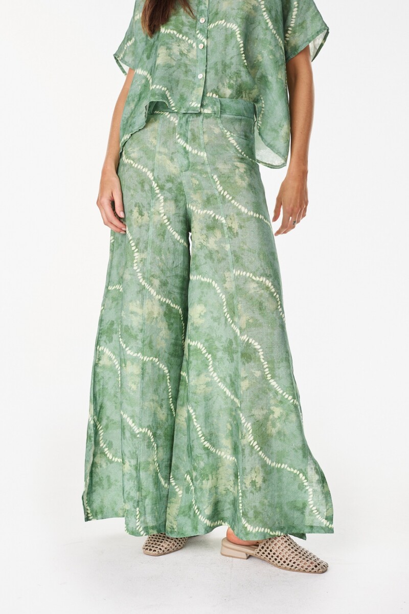 Pantalon Cuarzo Lino - Estampa Verde 