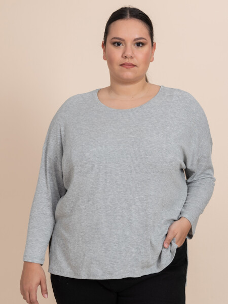 Remera manga larga rib Gris Melange