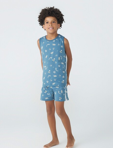 PIJAMA INFANTIL CON ESTAMPADO AZUL