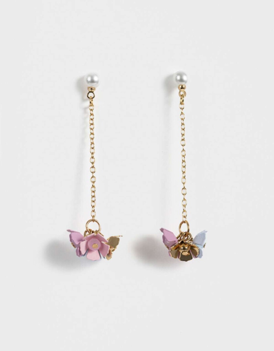 Aros Colgantes Largos Con flores - Dorado 