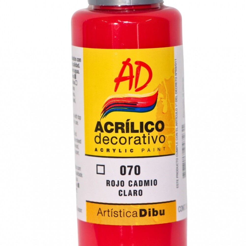 PINTURA ACRILICA ARTISTICA DIBU 60 ML. DIFERENTES COLORES COLOR ROJO CADMIO CLARO 070