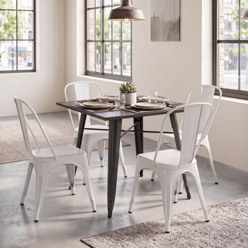 Juego de comedor 4 sillas tolix 70 Blanco