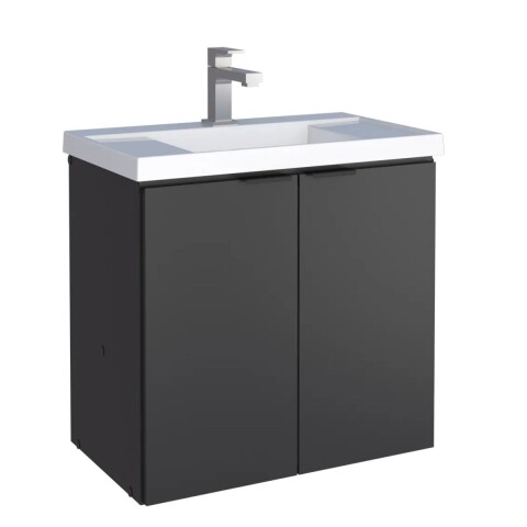 Mueble de baño suspendido Aster negro 60cm con bacha de resina Mueble De Baño Suspendido Aster Negro 60cm Con Bacha De Resina