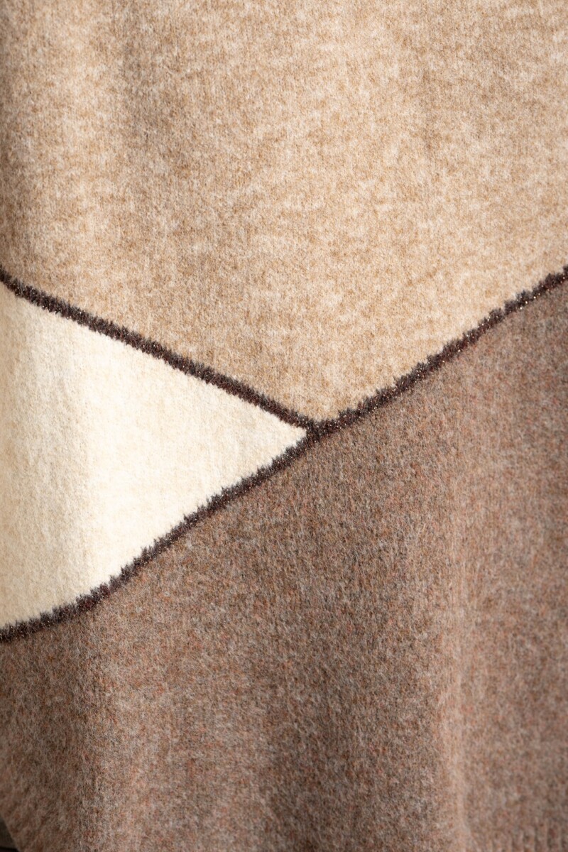 Sweater Intarsia Color Block Marrón