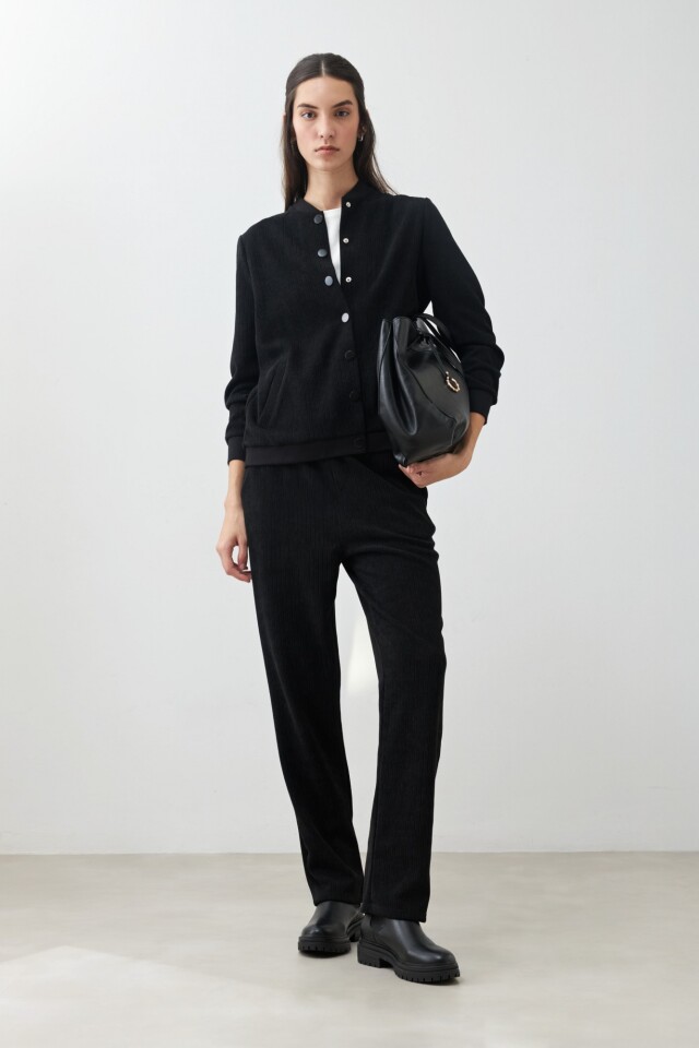 Bomber c/ textura acanalada negro