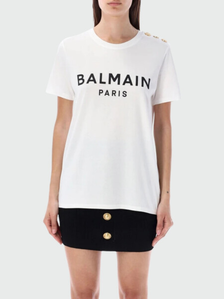 BALMAIN - Camiseta con estampado de Balmain Paris Blanco