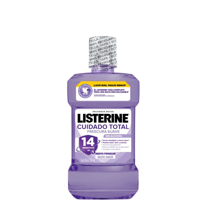 LISTERINE CUIDADO TOTAL ZERO FR. X 500 M única