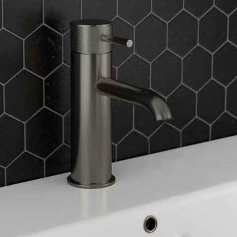 Grifería de lavatorio Monocomando bajo de mesada grafito volante labrado Grifería De Lavatorio Monocomando Bajo De Mesada Grafito Volante Labrado