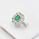 Anillo Platino con brillantes tallado antiguo y esmeralda Anillo Platino con brillantes tallado antiguo y esmeralda