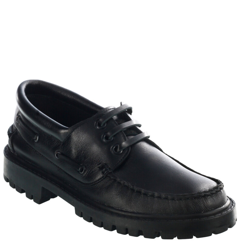 Zapatos Infantiles Croco Kids Leñador Colegial de Cuero Negro