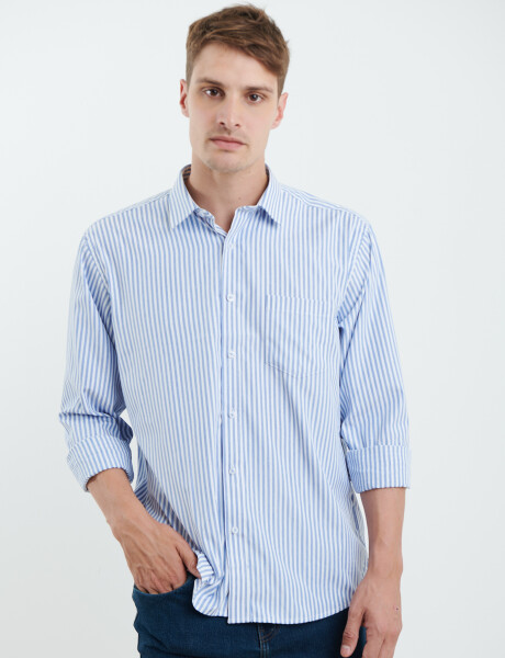 012626 CAMISA HARRINGTON LABEL Blanco/celeste