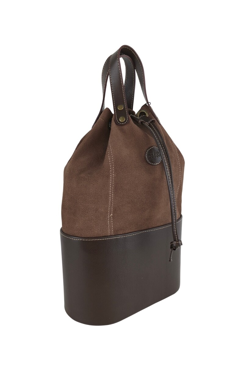 Matera bolso con división en cuero Chocolate