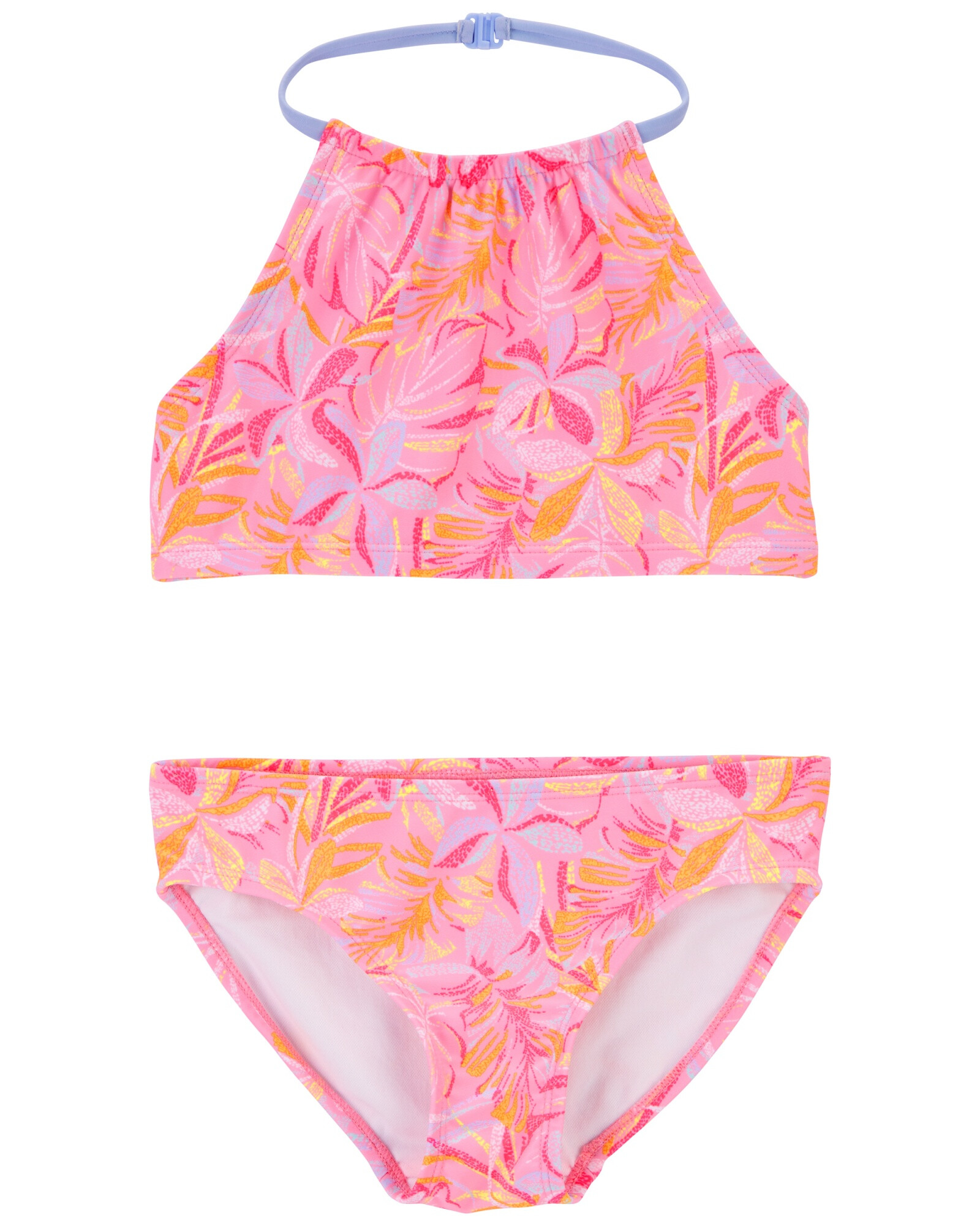 Malla de baño dos piezas con protección UPF 50+ cuello halter y diseño floral Sin color