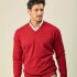 Buzo Lambswool Escote V Rojo