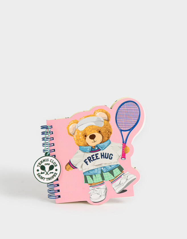Anotadores Cuadernos y Memos Estampados Memo Anillado Con Formita De Oso Tenista - Combinacion Multicolor