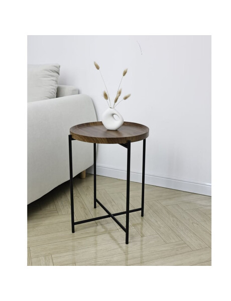 MESA AUXILIAR REDONDA 37X37X47CM MADERA Y METAL MESA AUXILIAR REDONDA 37X37X47CM MADERA Y METAL