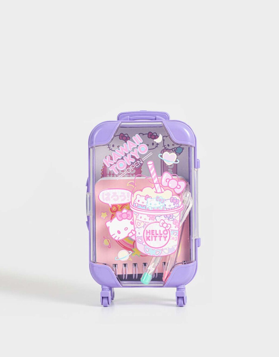 Set De Librería En Valija ''hello Kitty'' - Violeta Lila 