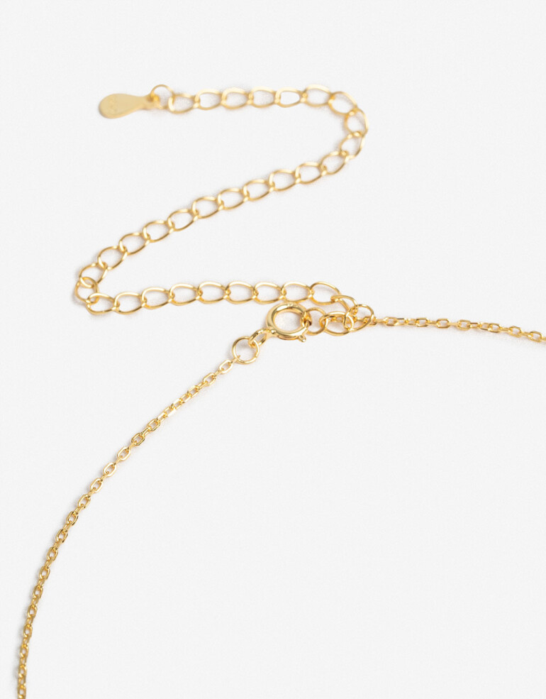 Cadena Corta con Dije Strass Collar Corto Plata 925 Elefante - Dorado