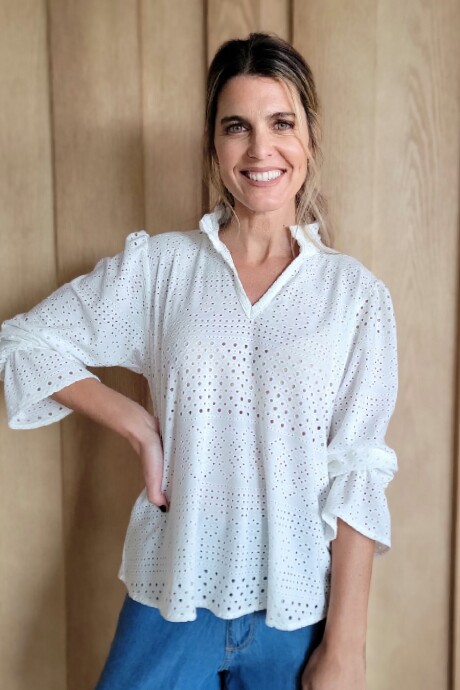 Blusa Copenhague Broderie crudo