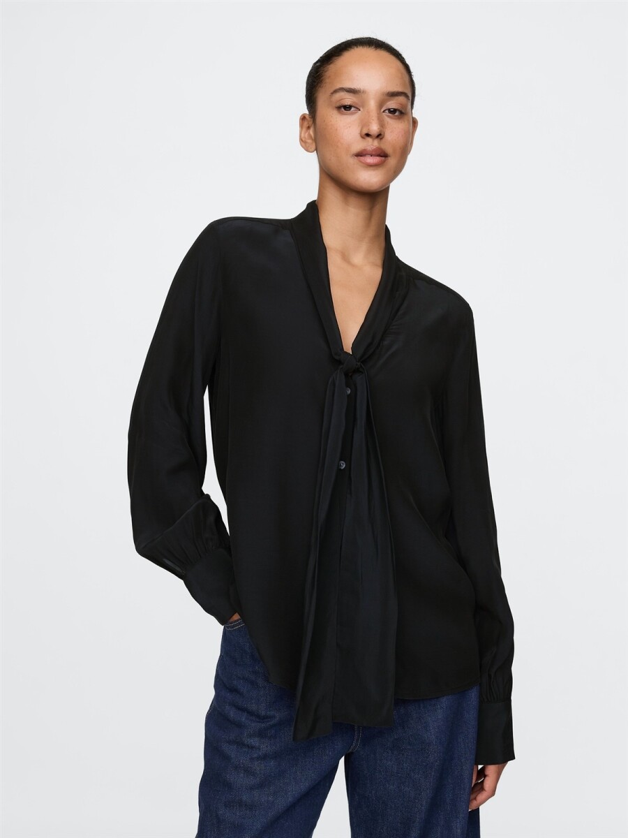 Blusa Con Moña Mujer - True Black 