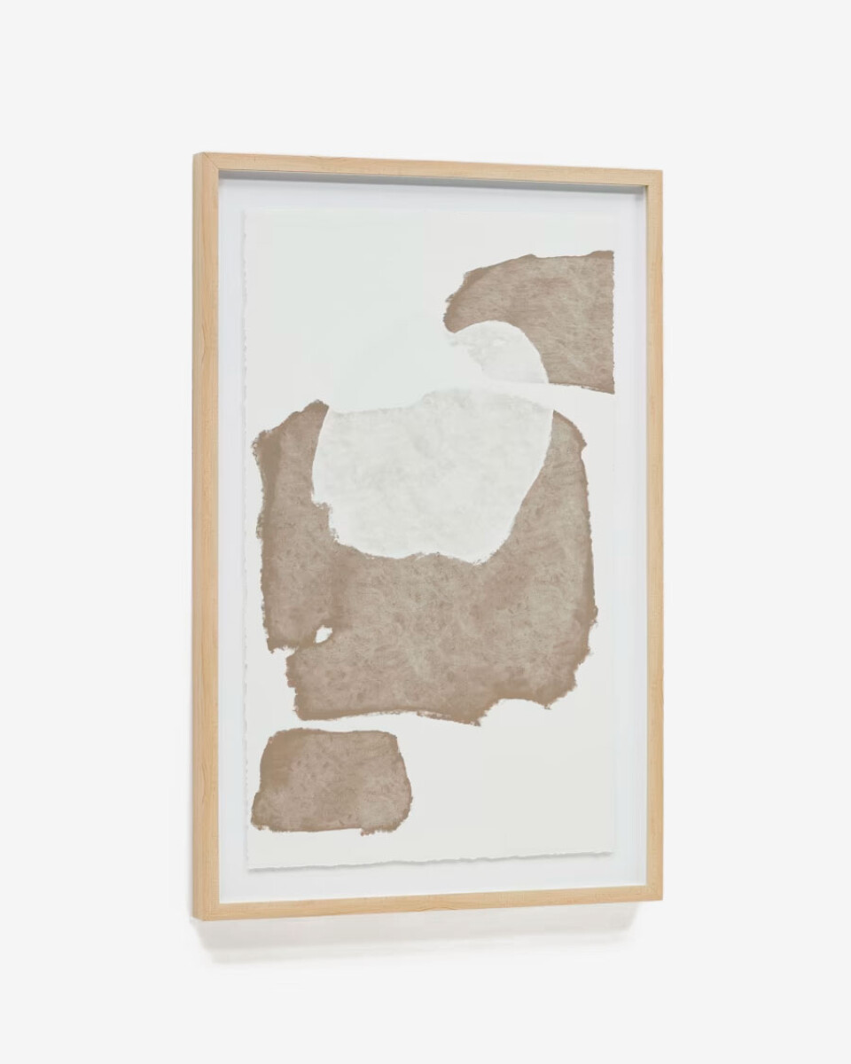 Cuadro abstracto Torroella - blanco y marrón 60 x 90 cm 