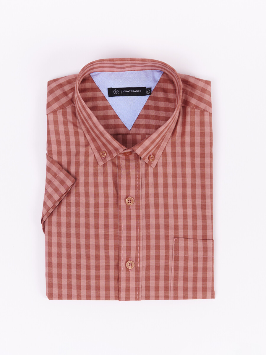 Camisa m/c cuadros - rosa 