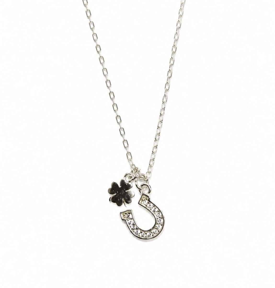 Cadena y colgante herradura y trébol 