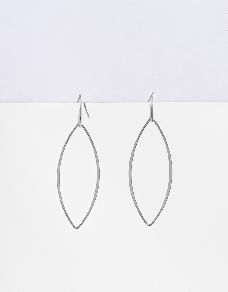 Aros Colgantes Largos Aros Largos Ovalados - Plateado Hematite