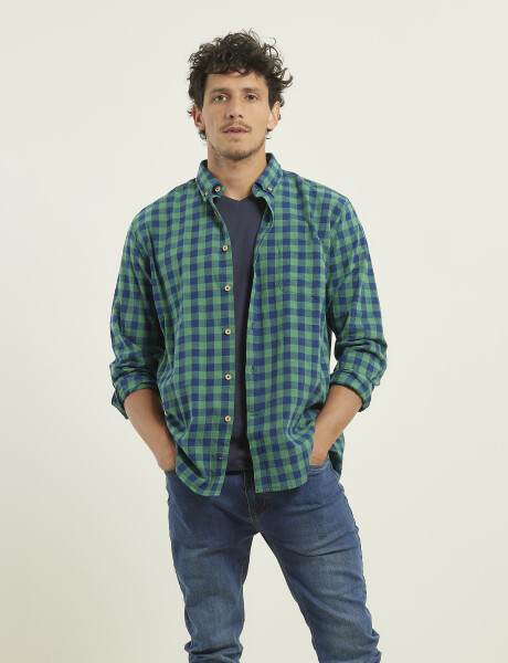 012399 CAMISA HARRINGTON LABEL Verde/azul Oscuro