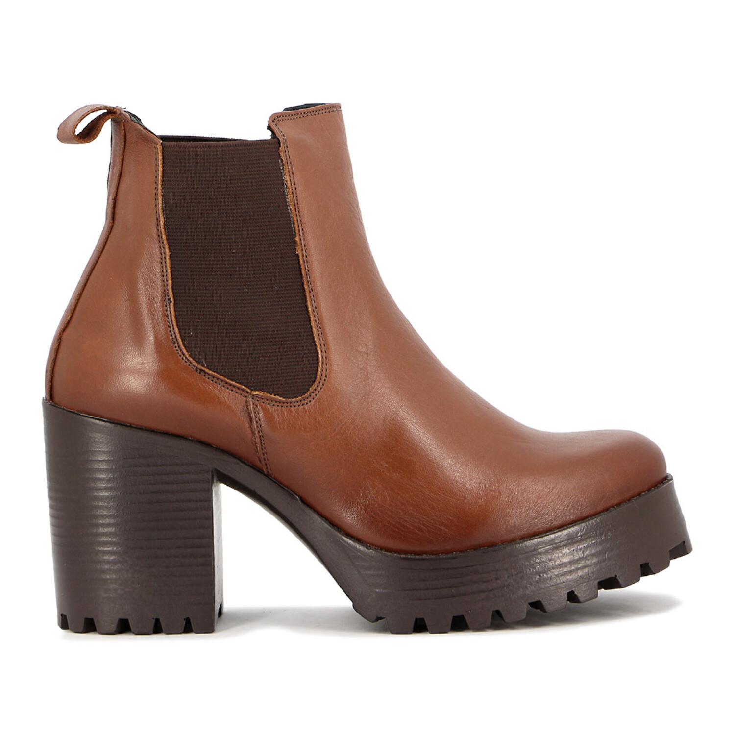 Country Bota Cuero Plataforma C/taco Cuadrado Mediano C/elastico