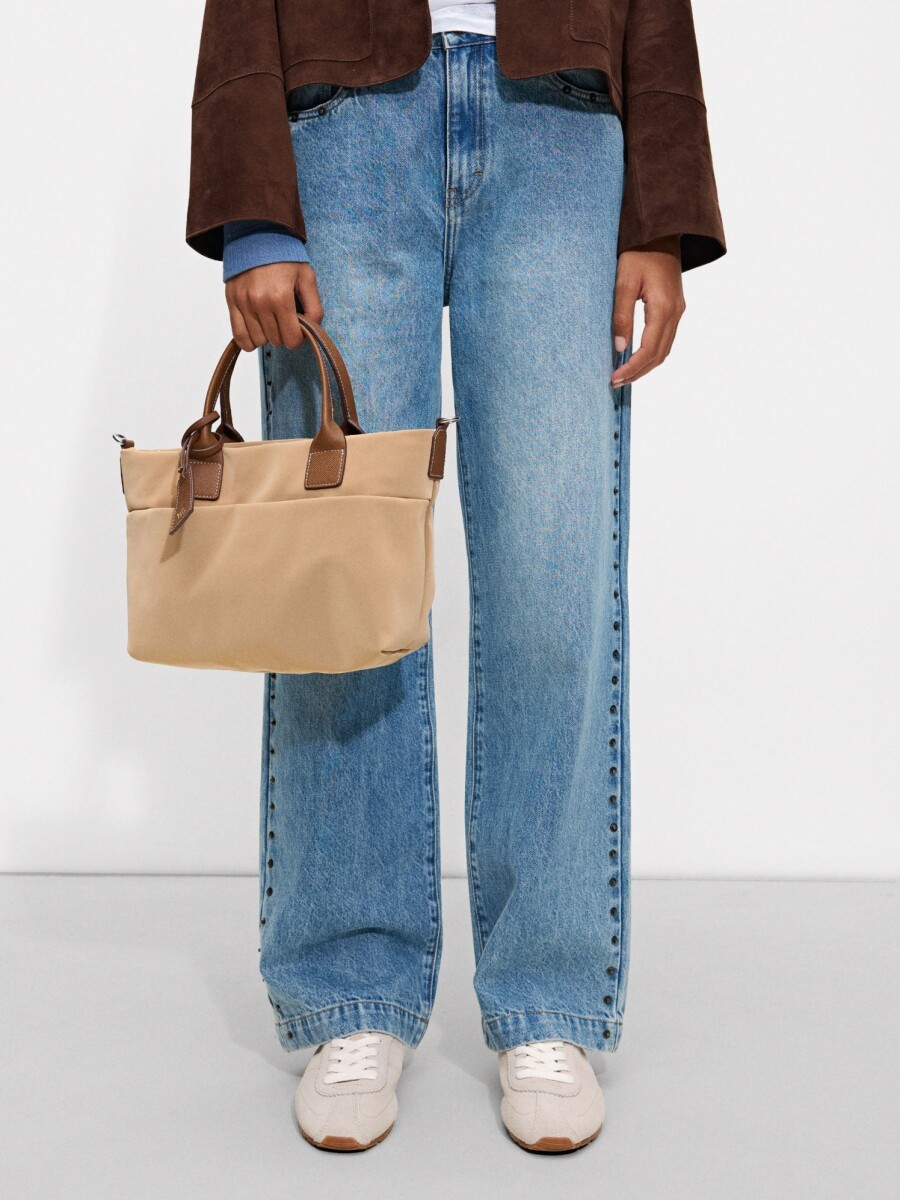 Bolso Tote Con Textura Suave L taupe