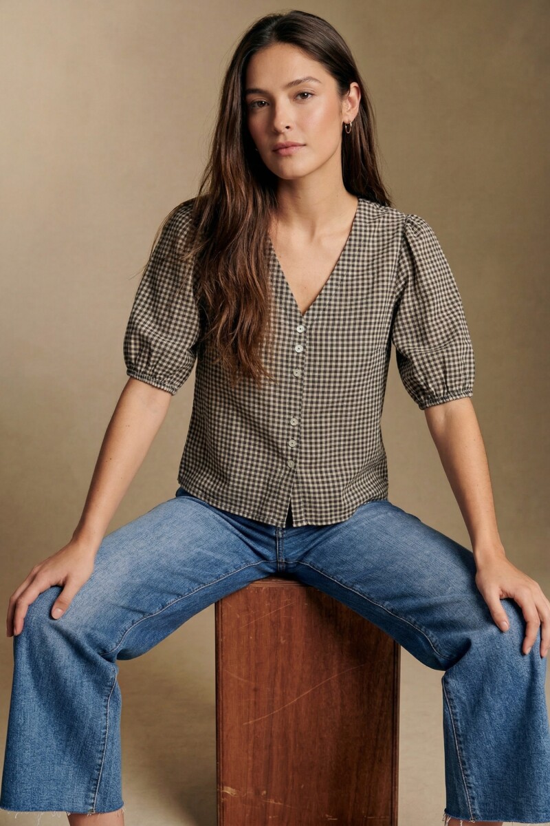 Blusa Gingham Negro