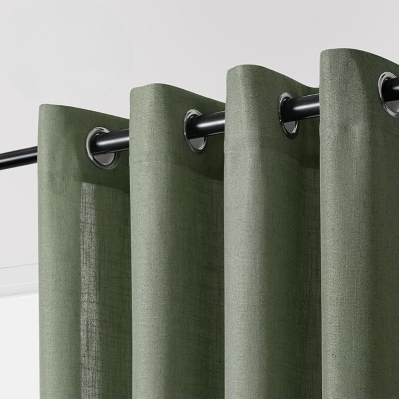 Cortina 2 Paños 140 X 220 Cm Textura Lino Blackout Verde