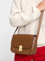 Bolso Bandolera Efecto Piel Con Solapa camel