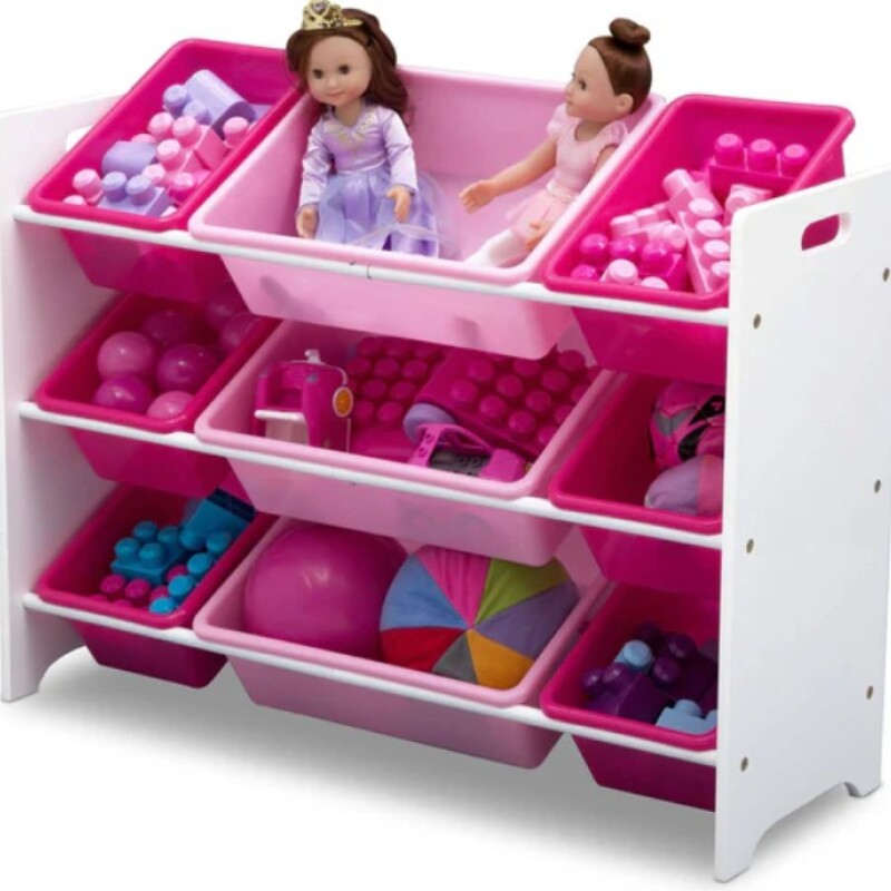 Organizador de 9 contenedores de plástico rosado y fucsia Organizador de 9 contenedores de plástico rosado y fucsia