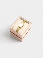 Reloj Rectangular Pulsera De Punto Acero Inoxidable dorado