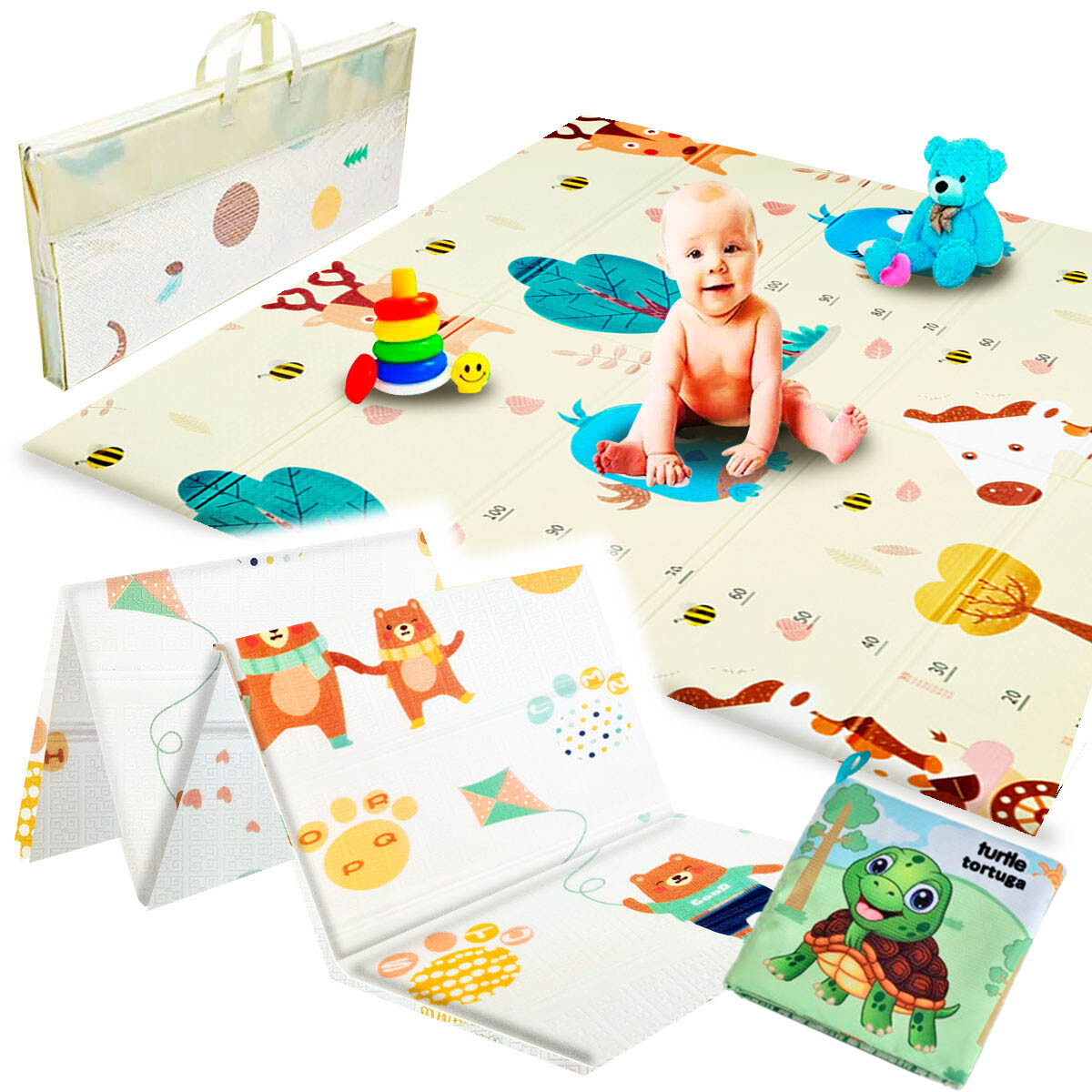 Alfombra Antigolpe 180x150 Tatami Colchoneta Infantil - Reno-Jirafa-Pajarito/Ositos 