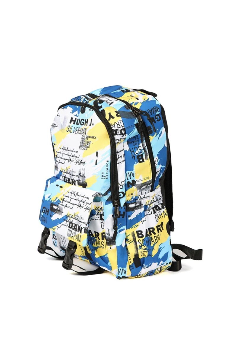 Mochila nylon estampada Azul claro