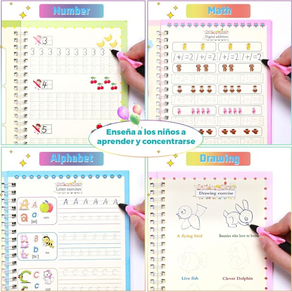 Kit 4 Cuadernos Aprendizaje Infantil Magico Abecedario Y Más Variante Diseños Surtidos
