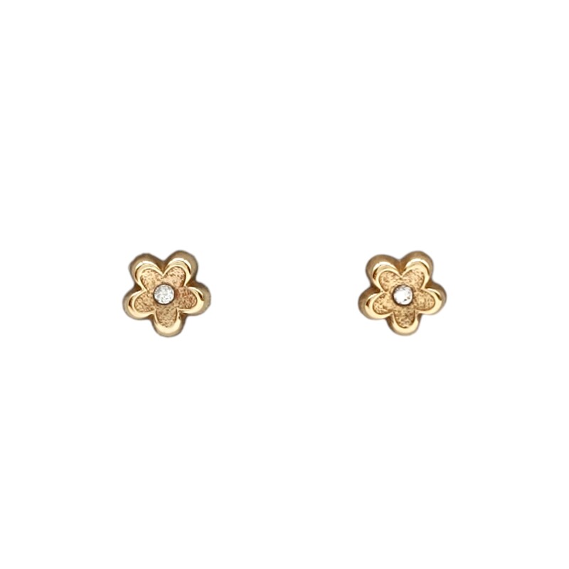 Caravanas Flor de oro - Oro bajo -Zirconia - CA8058 conpiedra