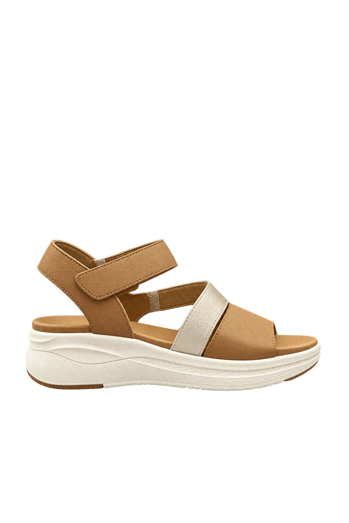 Sandalia con velcro Aurora Camel
