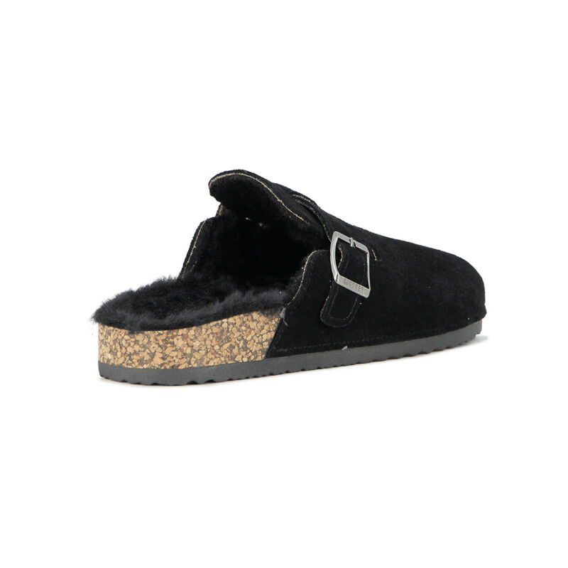 Country Zueco Dama Una Tira C/ Hebilla Y Corderito - Negro Negro