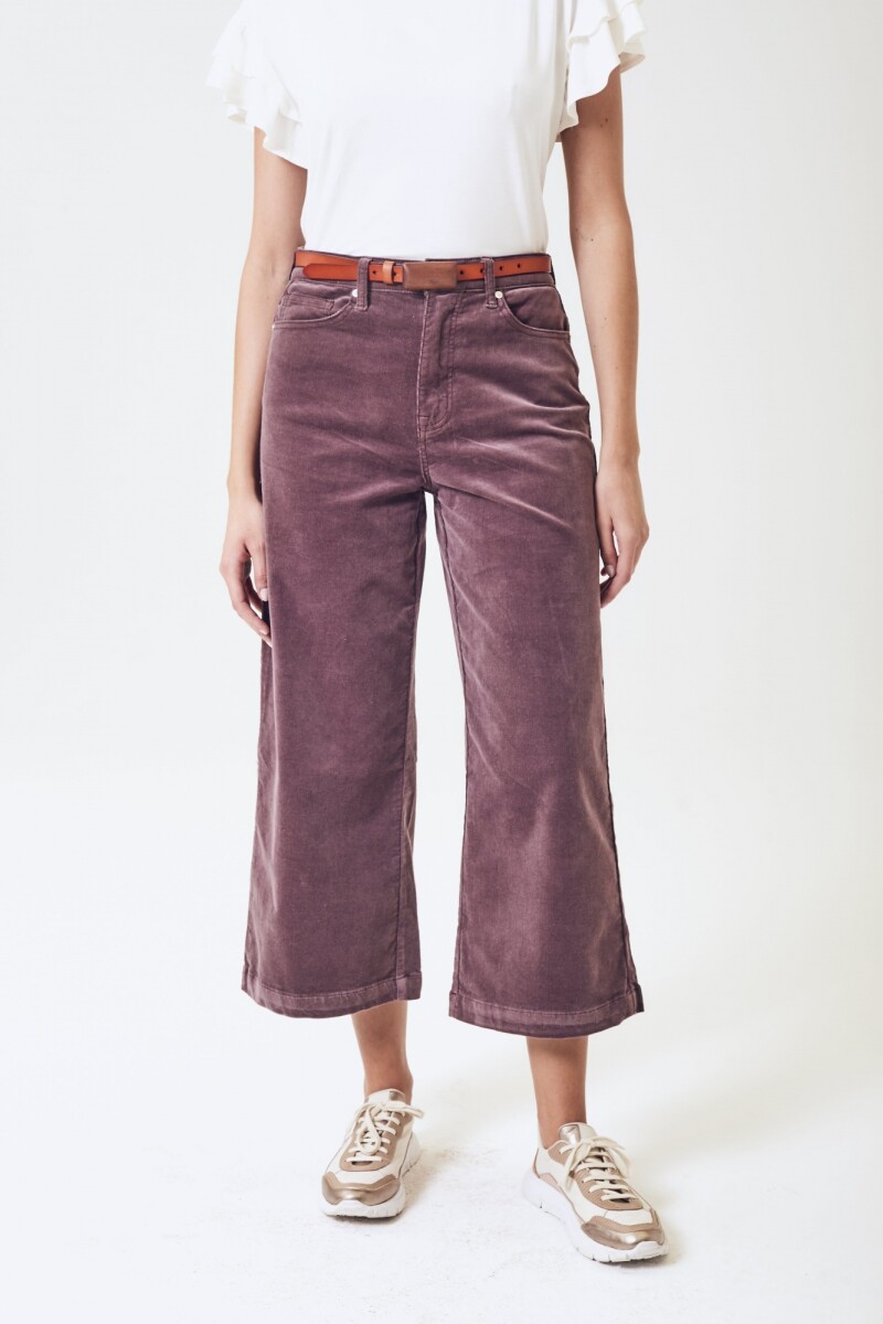 Wide Leg Corduroy - Berenjena 