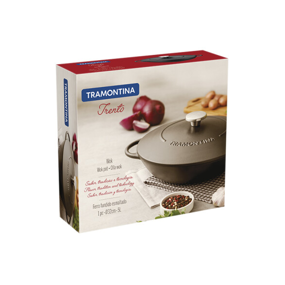 Olla wok con tapa Ø 32cm. - 5.0 lt. "TRENTO" -TRAMONTINA TR6097