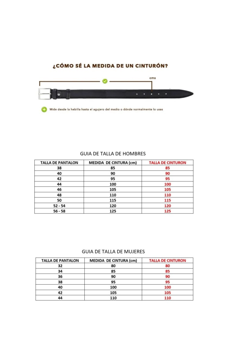 Cinto cuero c/detalle de costura en pasador Marrón