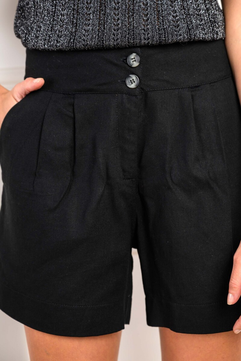 Short Pinzado Con Lino Negro