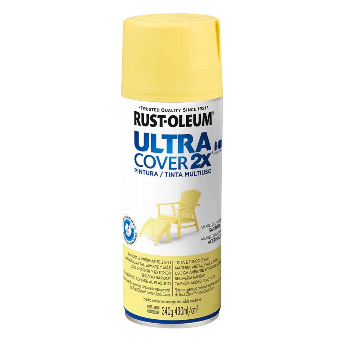 Esmalte en Aerosol Satinado 340g Rust-Oleum - Amarillo Limón 